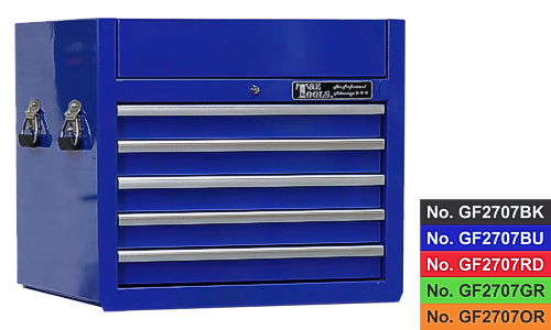 Top Tool Chest 27" Godfather Series 5 Drawer Tool Box Blue T&E Tools TE-GF2705BU