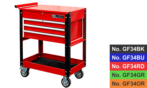 30" Heavy-Duty 4 Drawer Utility Cart -Red