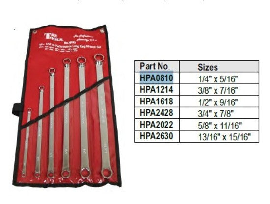 5/8" x 11/16" Hi Performance Long Ring Wrench T&E Tools HPA2022