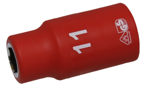 11mm x 1/2"Dr. 6Pt VDE Insulated Socket T&E Tools IS26112