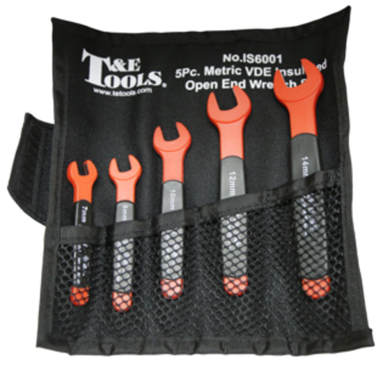 5Pc. Metric VDE Insulated Open End Set 7, 8, 10, 12, 14mm T&E Tools IS6001