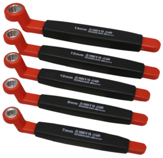 5 Piece Metric VDE Insulated Ring End Set 7, 8, 10, 12, 14mm T&E Tools IS6101
