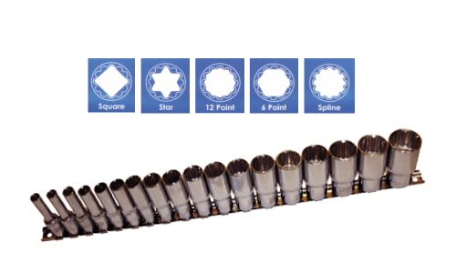 Multi-Lock Sockets 18 Pce Set 3/8" Drive Deep T&E Tools M93418