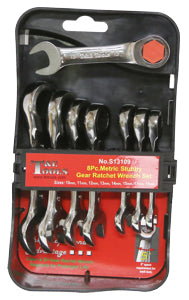 8 Piece Metric Stubby Ratchet Gear Wrench Set T&E Tools S13109