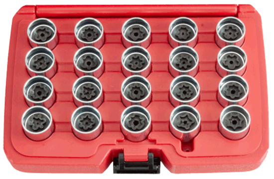 20 Piece Audi Locking Wheel Nut Key Set T&E Tools T65077