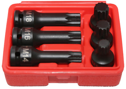 6 Piece Multi-Spline Impact Socket Set T&E Tools TX030