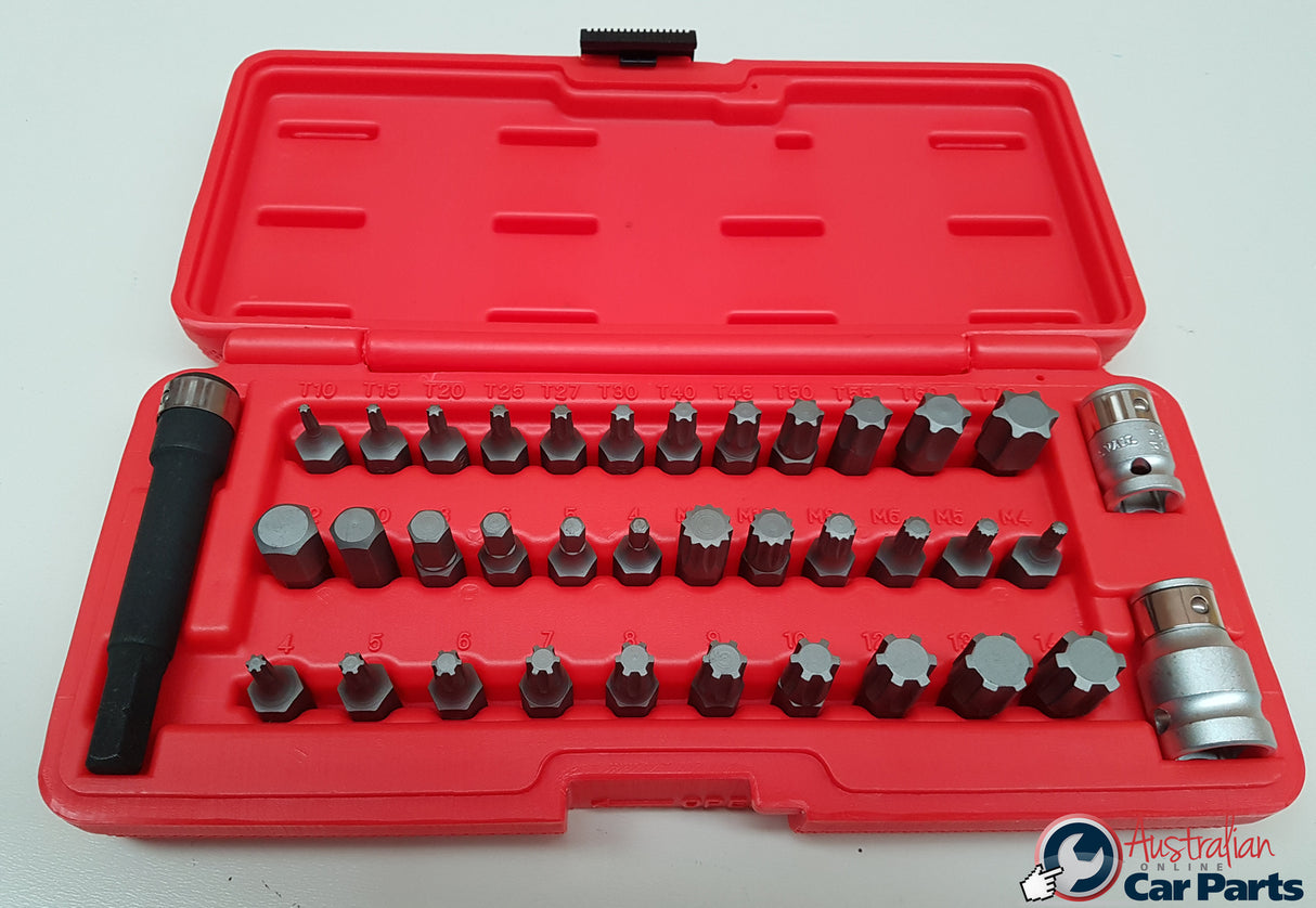 37 Piece Torx, Spline, Ribe & Hex Bit Set T&E Tools TX037