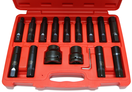 16 Piece 3/4" X 1" Drive Insert Bit Set T&E Tools TX099