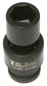 16mm x 1/2" Drive 6 Point Impact Universal Socket (Metric) T&E Tools U7416M