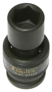 11/16" x 1/2" Drive 6 Point Impact Universal Socket (SAE) T&E Tools U7422