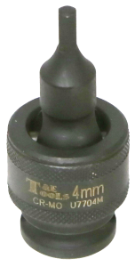 4mm x 3/8"Dr. Impact Uni. In-Hex Socket T&E Tools U7704M
