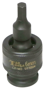 6mm x 3/8"Dr. Impact Uni. In-Hex Socket T&E Tools U7706M