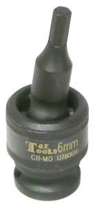 6mm x 1/2"Dr. Impact Uni. In-Hex Socket T&E Tools U7806M