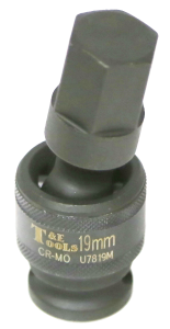 19mm x 1/2"Dr. Impact Uni. In-Hex Socket T&E Tools U7819M