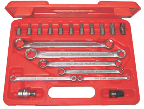 19Pc. Torx Ring & Bit Set E6 To E24 T&E Tools 5065
