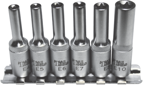 6 Piece Deep E-Series Female Torx-r Sockets T&E Tools E0602