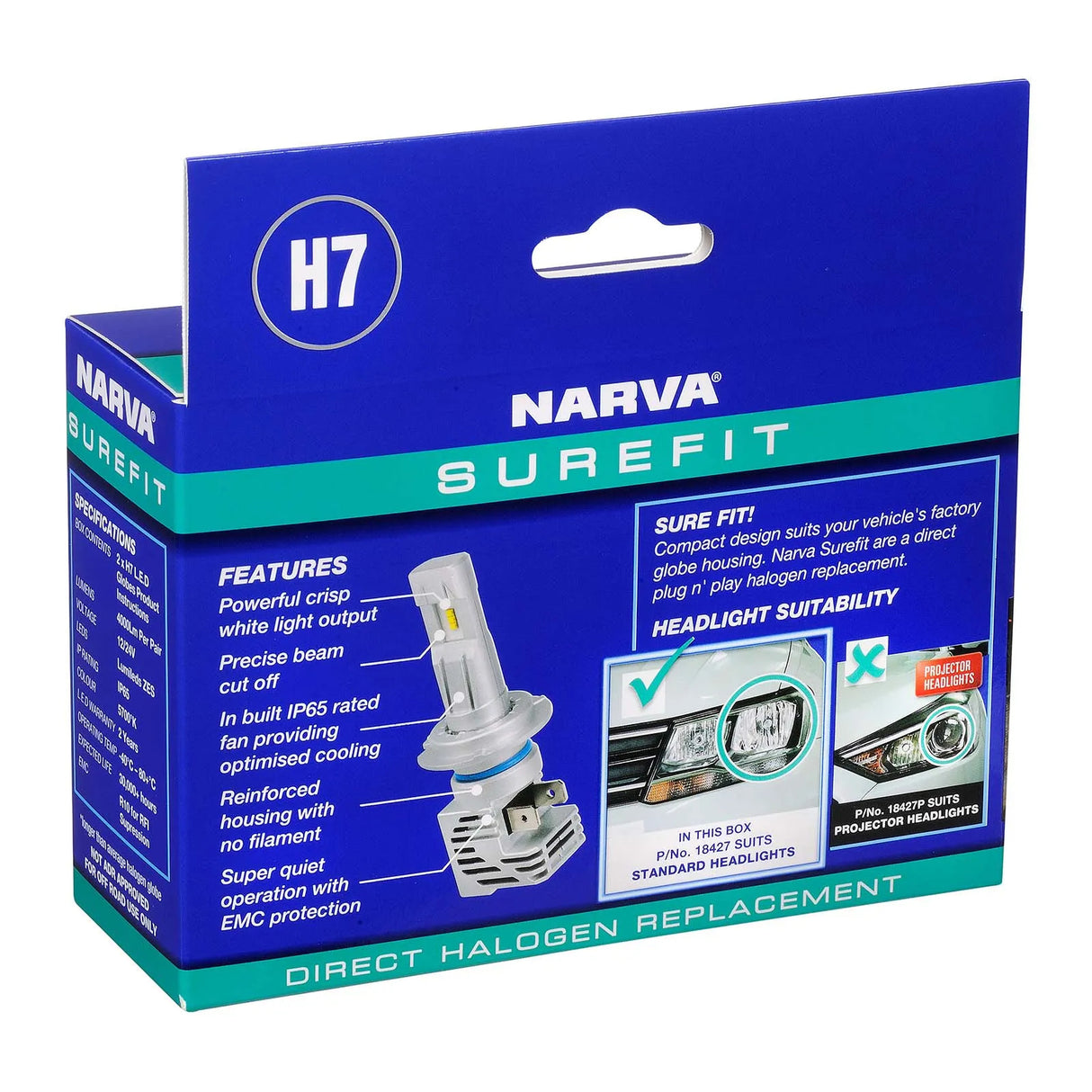 H7 Surefit Led Globes (2) Narva 18427