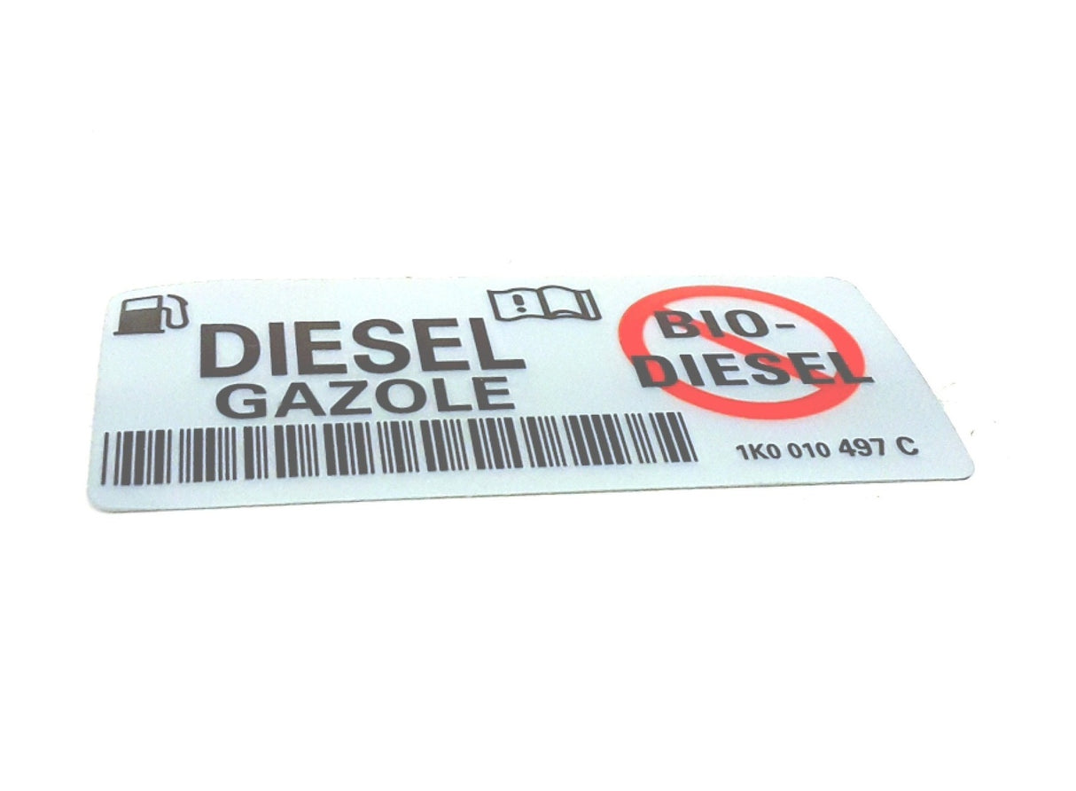 Label  No Bio Diesel 1K0010497C for Volkswagen