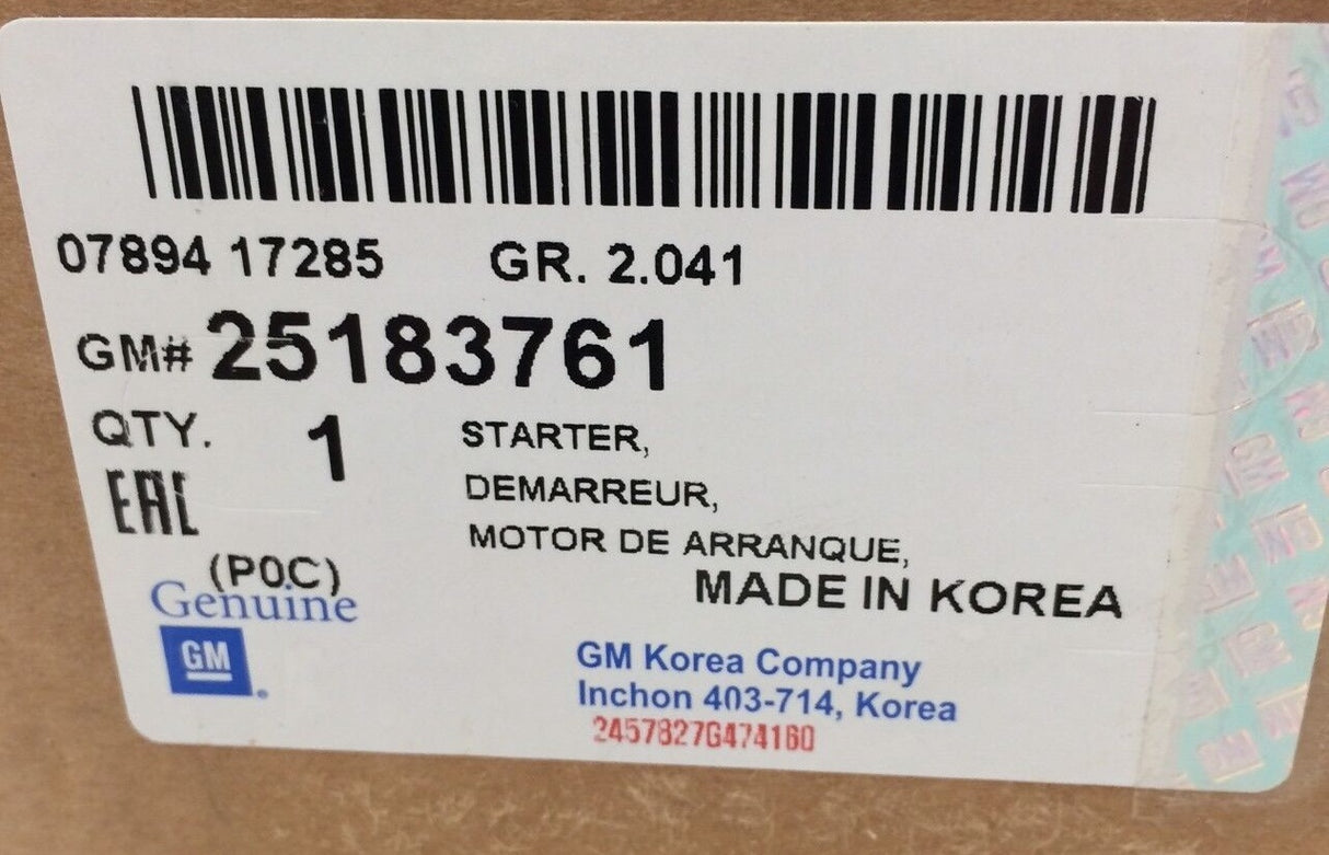 Starter Assembly 25183761 for GM Holden