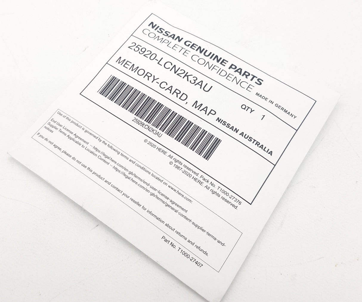 Memory Card Map 25920-LCN2K3AU for Nissan Genuine