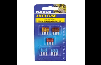 Micro 3 Blade Fuse Assort. (5) Narva 51200BL