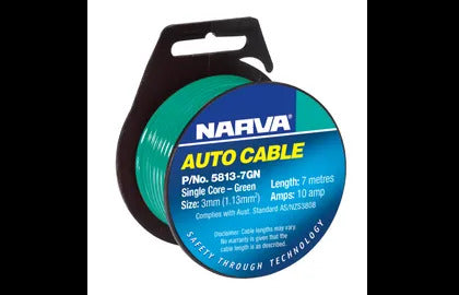 Cable S/Core 3Mm 10A 7M Green Narva 5813-7GN
