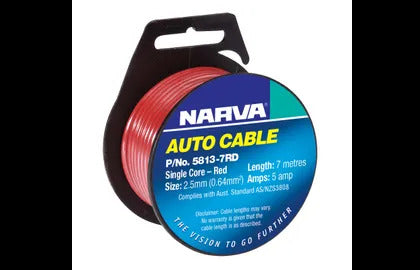 Cable S/Core 3Mm 10A 7M Red Narva 5813-7RD