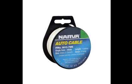 Cable S/Core 3Mm 10A 7M White Narva 5813-7WE