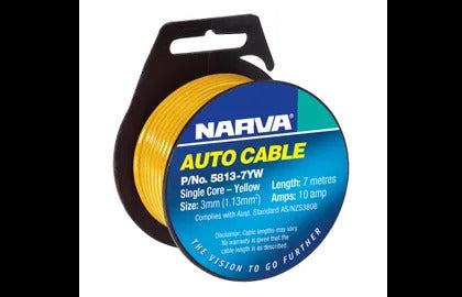 Cable S/Core 3Mm 10A 7M Yellow Narva 5813-7YW
