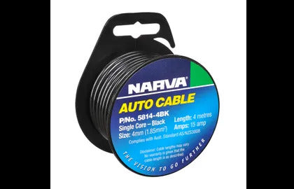 Cable S/Core 4Mm 15A 4M Black Narva 5814-4BK