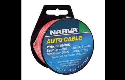 Cable Single Core 6Mm 50A 3M Narva 5816-3RD