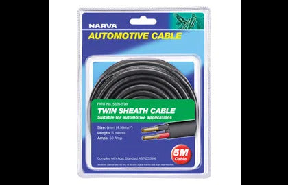 Cable Twin Core 6Mm 50A 5M Narva 5826-5TW