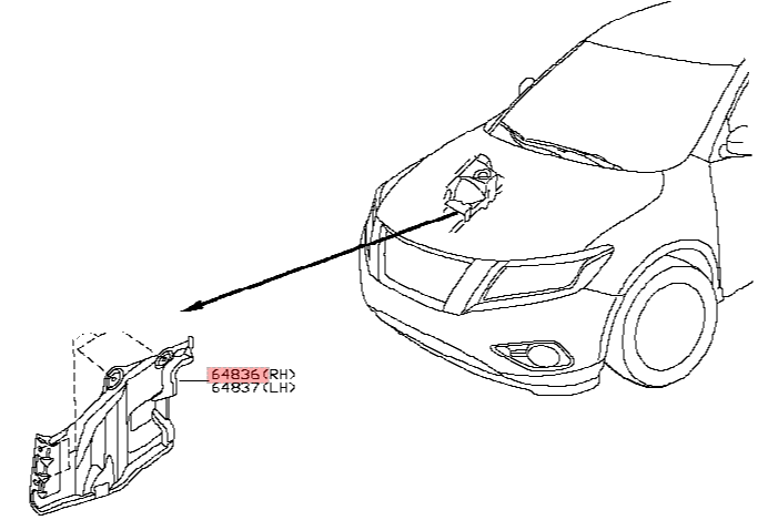 Enigine Splash Shield RH (vertical  64838-3JA0Afor for Nissan Pathfinder 2013-2014
