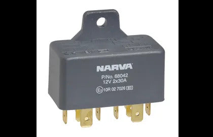 12V 30A X2 Twin Relay Narva 68042