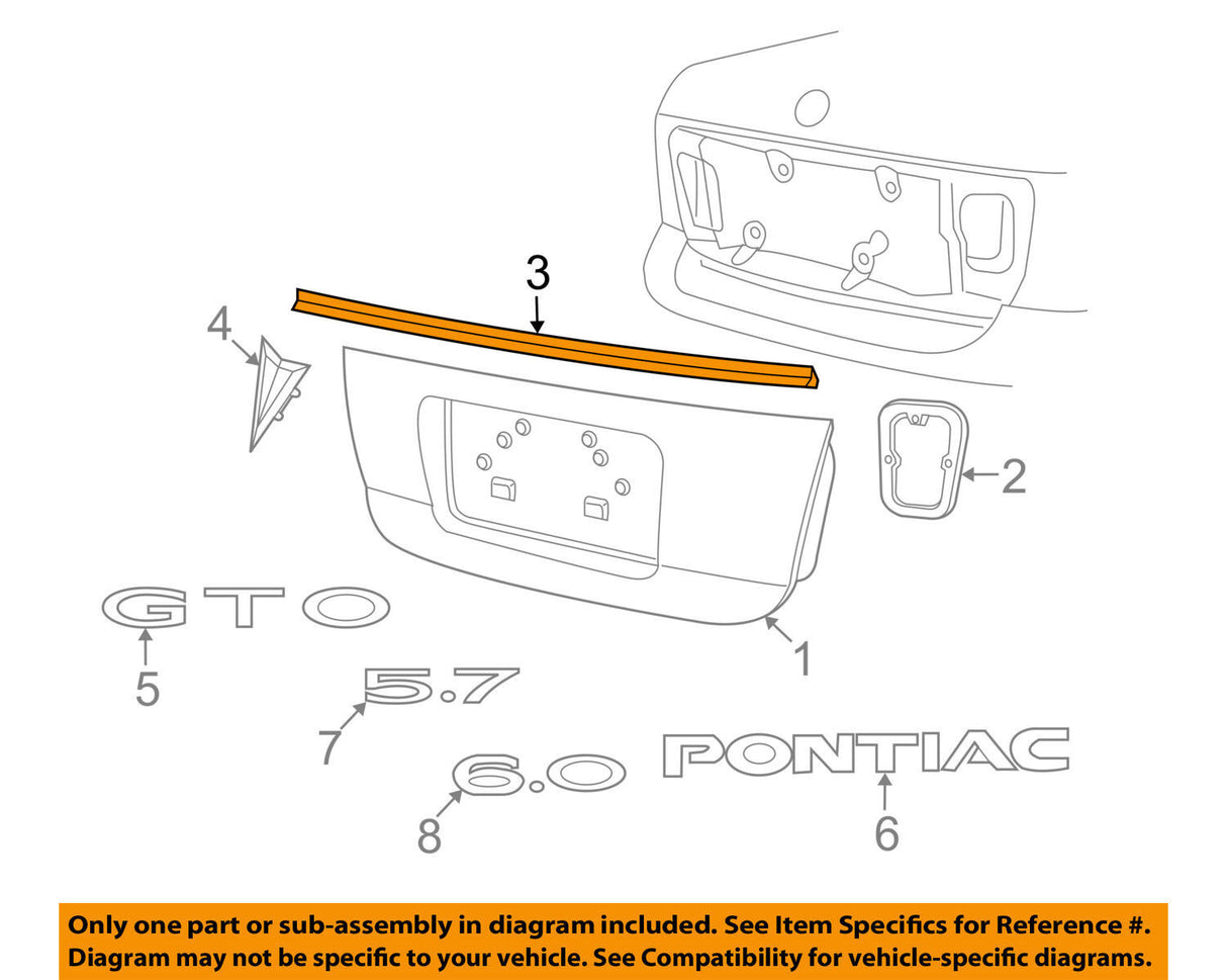 Pontiac GM OEM 04-06 GTO Trunk Lid-Sealing Strip 92143281