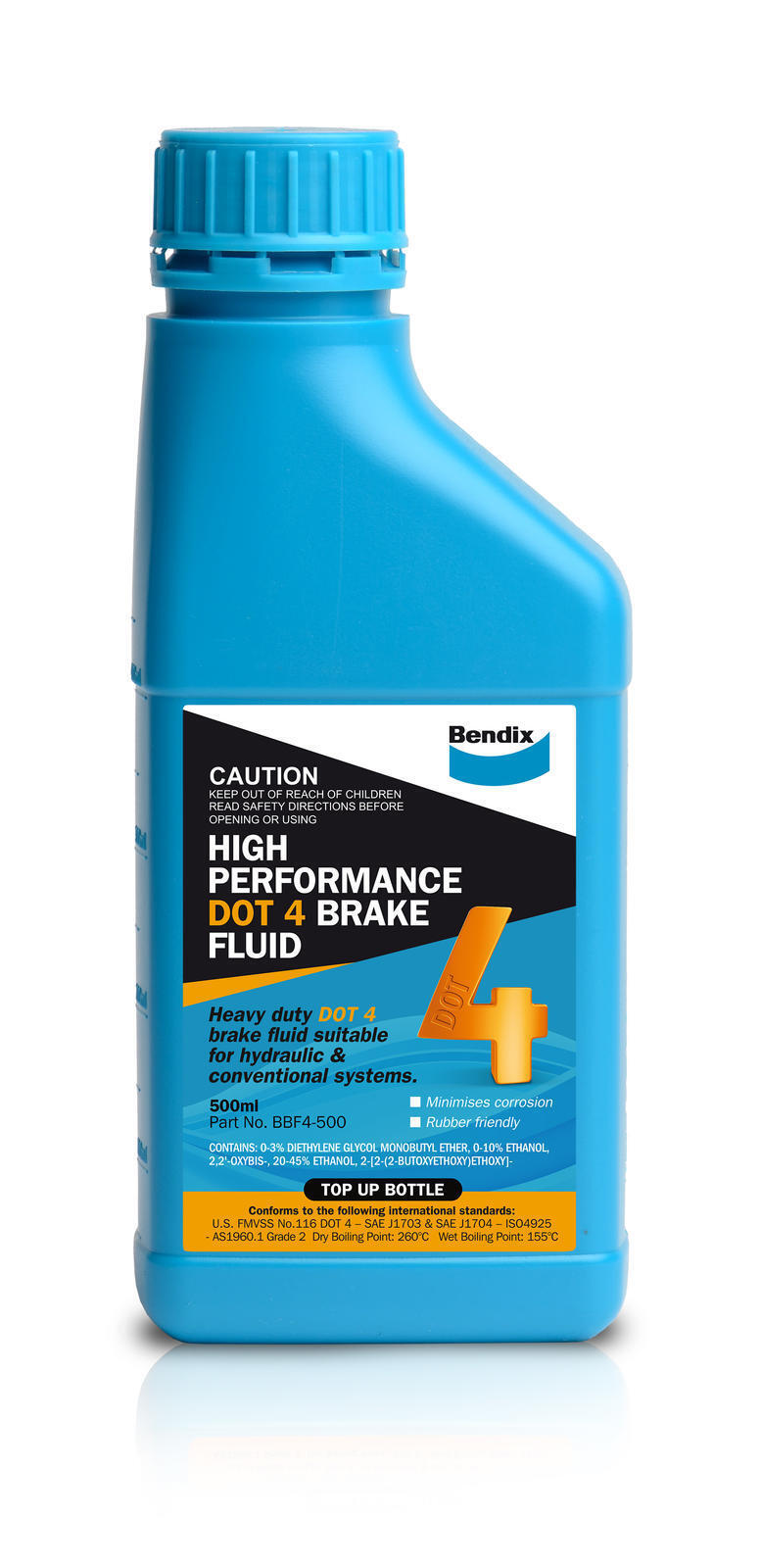 Brake Fluid H/Performance Dot 4 500ml Bendix BBF4-500ML for Audi A3 8P1 Hatchback FSI 2.0LTP BLR
