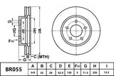 Brake Rotor Front  Ultimate Slotted & Dimpled Bendix BR055-ULT for Holden Special Vehicles Grange WH Sedan 5.7 i V8 5.7LTP LS1