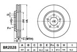Brake Rotor Front  Ultimate Slotted & Dimpled Bendix BR2028-ULT for Holden Commodore VF Wagon 6.2 i SS SS-V 6.2LTP LS3
