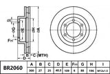 Brake Rotor Front  Ultimate Slotted & Dimpled Bendix BR2060-ULT4WD for Isuzu D-MAX TFR TFS Cab Chassis CRDi 4WD 3.0LTD 4JJ1 TC