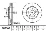 Brake Rotor Front  Ultimate Slotted & Dimpled Bendix BR2107-ULT for Ford Fairmont BF Sedan i 4.0LTP BARRA 190