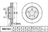 Brake Rotor Front  Ultimate Slotted & Dimpled Bendix BR2164-ULT for Ford Mustang FM Convertible 2.3 EcoBoost 2.3LTP