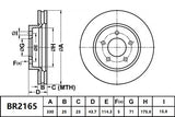 Brake Rotor Front  Ultimate Slotted & Dimpled Bendix BR2165-ULT for Ford Mustang FM Coupe 2.3 EcoBoost 2.3LTP