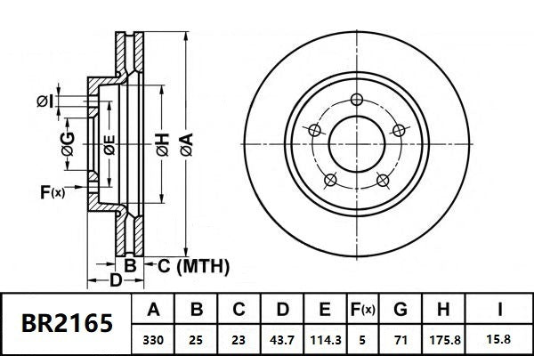 Brake Rotor Front  Ultimate Slotted & Dimpled Bendix BR2165-ULT for Ford Mustang FM Coupe 5.0 V8 5.0LTP