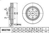 Brake Rotor Front  Ultimate Slotted & Dimpled Bendix BR2700-ULT4WD for Toyota Land Cruiser Prado KDJ120 KDJ125 SUV D-4D 3.0LTD 1KD FTV