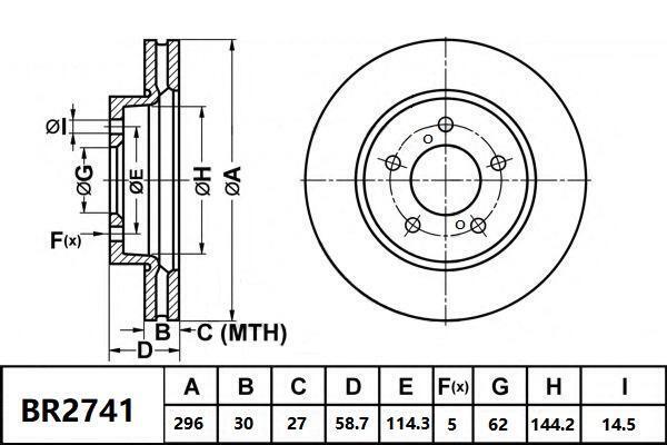 Brake Rotor Front  Ultimate Slotted & Dimpled Bendix BR2741-ULT4WD for Toyota Hilux GUN136 Ute 2.8 D 2.8LTD 1GD FTV
