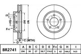 Brake Rotor Front  Ultimate Slotted & Dimpled Bendix BR2741-ULT4WD for Toyota Hilux GUN136 Ute 2.8 D 2.8LTD 1GD FTV