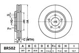 Brake Rotor Front  Ultimate Slotted & Dimpled Bendix BR502-ULT for Ford Falcon AU Sedan i XR6 4.0LTP
