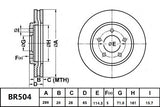 Brake Rotor Front  Ultimate Slotted & Dimpled Bendix BR504-ULT for Ford Falcon BF Sedan i (Inc XR6) 4.0LTP BARRA 190