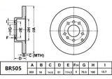 Brake Rotor Rear  Ultimate Slotted & Dimpled Bendix BR505-ULT for Ford Falcon BF Wagon LPG 4.0LTP BARRA 156