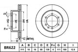 Brake Rotor Rear  Ultimate Slotted & Dimpled Bendix BR622-ULT4WD for Nissan Patrol Y61 GR  GU Station Wagon D 4x4 4.2LTD TD42